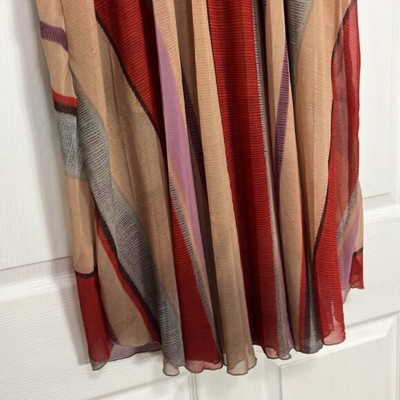 H&M Accordion Pleated Multicolored Striped Chiffon High Waist Maxi Skirt Size 10 - Picture 6 of 10